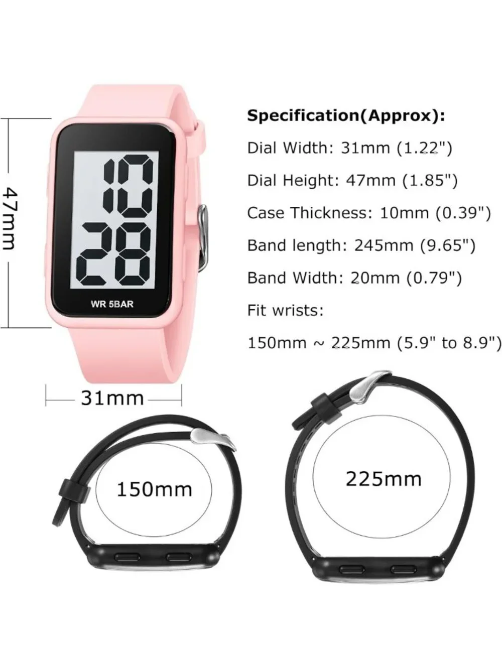 Stylish Waterproof Digital Watch with Large Display for Men & Women